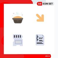 Group of 4 Modern Flat Icons Set for baked hardware pie down sd Editable Vector Design Elements