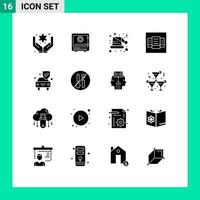 paquete de 16 signos y símbolos de glifos sólidos modernos para medios de impresión web, como el diseño de seguridad del precio del automóvil, elementos de diseño de vectores editables de santa