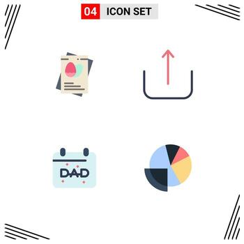 paquete de línea vectorial editable de 4 iconos planos simples de passpoet padre pascua cargar datos financieros elementos de diseño vectorial editables vector