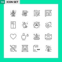 Group of 16 Outlines Signs and Symbols for hotel hanging interface board discount Editable Vector Design Elements
