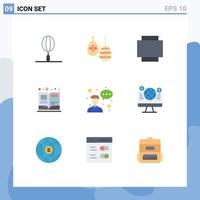 Set of 9 Commercial Flat Colors pack for profession employee layout avatar schoolbook Editable Vector Design Elements