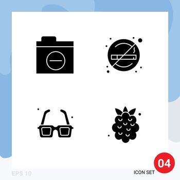 conjunto de glifos sólidos universales para aplicaciones web y móviles carpeta fuente error fumar romance elementos de diseño vectorial editables vector