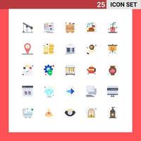 Universal Icon Symbols Group of 25 Modern Flat Colors of army food office drink space Editable Vector Design Elements