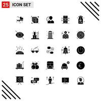 Group of 25 Modern Solid Glyphs Set for mobile api hours user time Editable Vector Design Elements