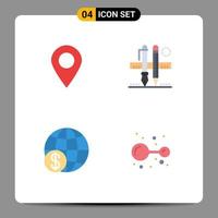 conjunto de 4 iconos planos vectoriales en cuadrícula para más elementos de diseño vectorial editables globales de rotulador de dibujo vector