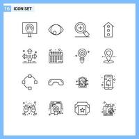 16 Creative Icons Modern Signs and Symbols of direction shops vision shop front buildings Editable Vector Design Elements