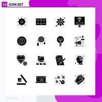 Modern Set of 16 Solid Glyphs Pictograph of ball programming fix development computer Editable Vector Design Elements