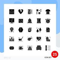 Group of 25 Modern Solid Glyphs Set for building page connection development design Editable Vector Design Elements