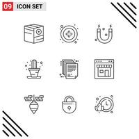 Pictogram Set of 9 Simple Outlines of file document education deliverable house Editable Vector Design Elements