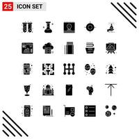 Modern Set of 25 Solid Glyphs Pictograph of hand dollar ghost interface target Editable Vector Design Elements