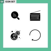 Modern Set of 4 Solid Glyphs Pictograph of search business signal radio business man Editable Vector Design Elements