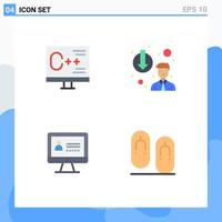 4 Universal Flat Icons Set for Web and Mobile Applications coding computer development degradation security Editable Vector Design Elements