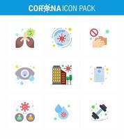 9 Flat Color Corona Virus pandemic vector illustrations eye infection conjunctivitis infection touch pandemic viral coronavirus 2019nov disease Vector Design Elements