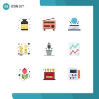 Group of 9 Flat Colors Signs and Symbols for plant management world investment budget Editable Vector Design Elements