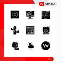 Pictogram Set of 9 Simple Solid Glyphs of nature cactus speaker development coding Editable Vector Design Elements