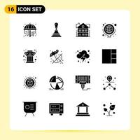 Pack of 16 creative Solid Glyphs of column pillar building greek map Editable Vector Design Elements