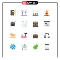 Modern Set of 16 Flat Colors Pictograph of shop water pot server water beverage Editable Pack of Creative Vector Design Elements