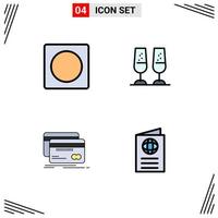 Filledline Flat Color Pack of 4 Universal Symbols of creative card overlay cheers debit Editable Vector Design Elements