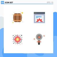 Group of 4 Flat Icons Signs and Symbols for alcohol fund drink web target Editable Vector Design Elements