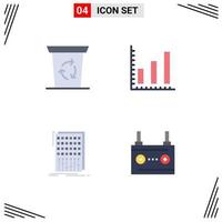 Modern Set of 4 Flat Icons Pictograph of recycle been mixer marketing audio accumulator Editable Vector Design Elements