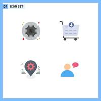 4 Flat Icon concept for Websites Mobile and Apps chip map hardware shop setting Editable Vector Design Elements