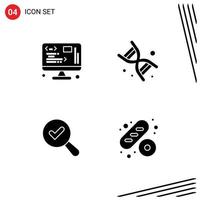 4 Creative Icons Modern Signs and Symbols of data search web genetics baguette Editable Vector Design Elements