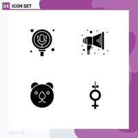 Set of 4 Modern UI Icons Symbols Signs for search predator pack speaker symbol Editable Vector Design Elements