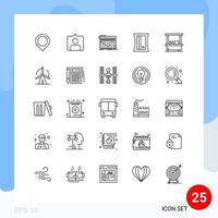 25 Universal Lines Set for Web and Mobile Applications park drink dj tool education Editable Vector Design Elements