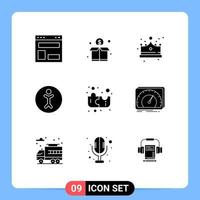 User Interface Pack of 9 Basic Solid Glyphs of puzzle person money human cap Editable Vector Design Elements