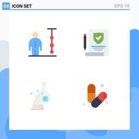 Universal Icon Symbols Group of 4 Modern Flat Icons of business lab corporate management paper tube Editable Vector Design Elements