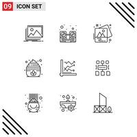 User Interface Pack of 9 Basic Outlines of analysis lotus speaker cream art Editable Vector Design Elements