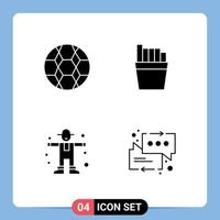 4 User Interface Solid Glyph Pack of modern Signs and Symbols of ball scarecrow sport character messages Editable Vector Design Elements
