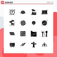 Universal Icon Symbols Group of 16 Modern Solid Glyphs of synchronization link autocracy connection lobbying Editable Vector Design Elements