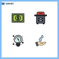 Filledline Flat Color Pack of 4 Universal Symbols of currency solutions watch post purified Editable Vector Design Elements