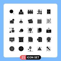 Pack of 25 Modern Solid Glyphs Signs and Symbols for Web Print Media such as home closet science appliances herbal test Editable Vector Design Elements