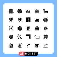 25 Universal Solid Glyph Signs Symbols of camcorder optimization camera marketing couple photography Editable Vector Design Elements