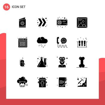 grupo de 16 glifos sólidos modernos establecidos para el desarrollo de programación elementos de diseño de vectores editables vga de diseño de computadora