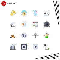 16 Thematic Vector Flat Colors and Editable Symbols of construction search blood file chart Editable Pack of Creative Vector Design Elements