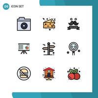 Modern Set of 9 Filledline Flat Colors Pictograph of report graph day chart analytics Editable Vector Design Elements