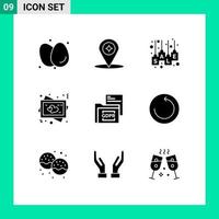 Set of 9 Modern UI Icons Symbols Signs for wedding heart location frame sale label Editable Vector Design Elements