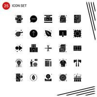 Group of 25 Modern Solid Glyphs Set for report document tag data condensed Editable Vector Design Elements