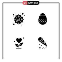 4 User Interface Solid Glyph Pack of modern Signs and Symbols of connections heart easter gratitude mic Editable Vector Design Elements