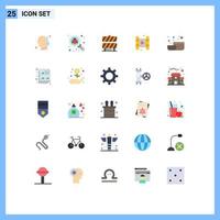 Modern Set of 25 Flat Colors and symbols such as tool bowl barrier film video Editable Vector Design Elements