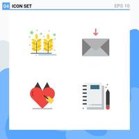 Universal Icon Symbols Group of 4 Modern Flat Icons of farm commerce wheat receive favorite Editable Vector Design Elements