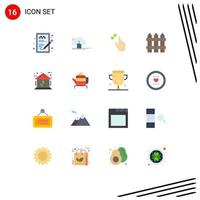 Universal Icon Symbols Group of 16 Modern Flat Colors of security fence data touch interface Editable Pack of Creative Vector Design Elements