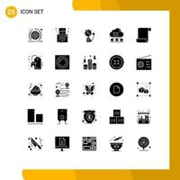 Set of 25 Modern UI Icons Symbols Signs for document connect alert data network Editable Vector Design Elements