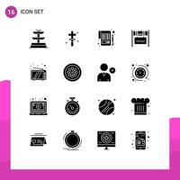 Group of 16 Solid Glyphs Signs and Symbols for tv retro payment for sale real Editable Vector Design Elements