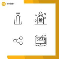 Line Pack of 4 Universal Symbols of navigation sharing dropper media design Editable Vector Design Elements