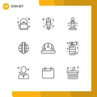 9 User Interface Outline Pack of modern Signs and Symbols of baby market game data market analysis Editable Vector Design Elements