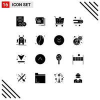 Set of 16 Modern UI Icons Symbols Signs for robotic space power comet shopping cart Editable Vector Design Elements